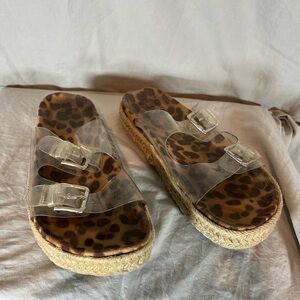 Leopard Print Espadrille Sandals‎